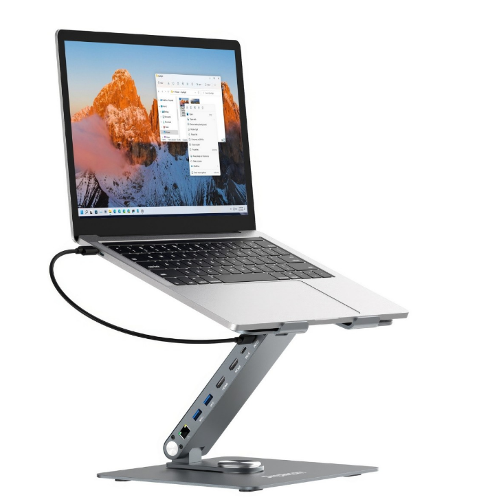 NASI-CHT660.png Simplecom CHT660 Adjustable Aluminium Laptop Stand with 6-Port USB-C