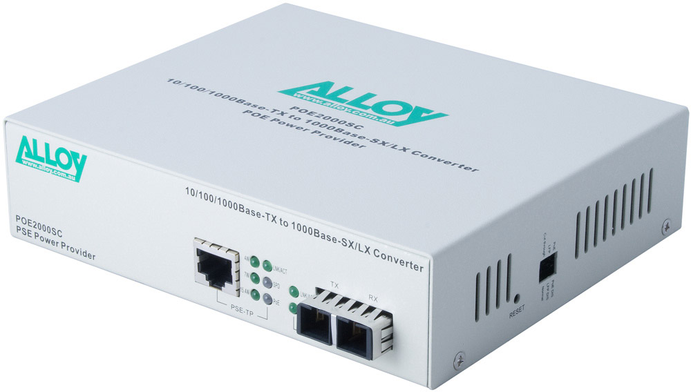 NHA-POE3000SFP.jpg Alloy POE3000SFP 10/100/1000Base-T PoE+ RJ-45 to SFP Converter