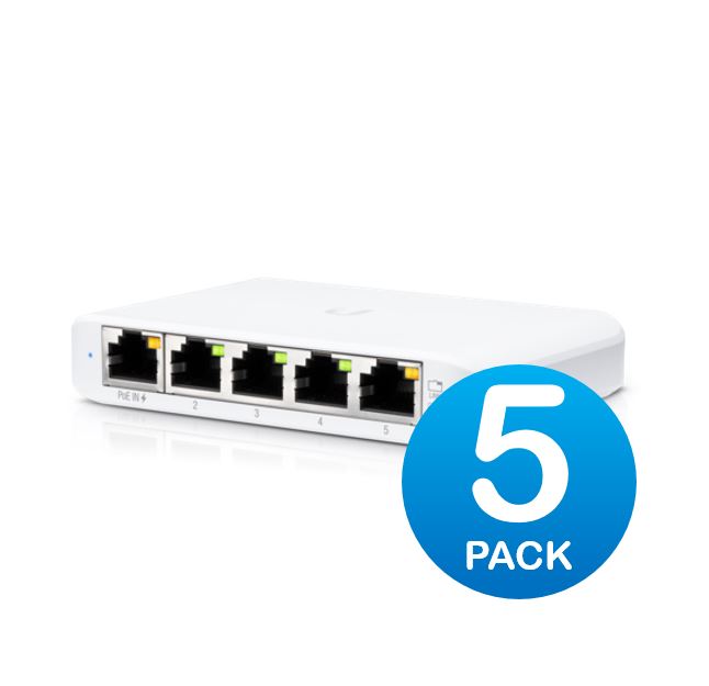 NHU-USW-FLEX-MINI-5.jpg Ubiquiti USW-Flex-Mini-5 USW Flex Mini 5 Pack - Managed