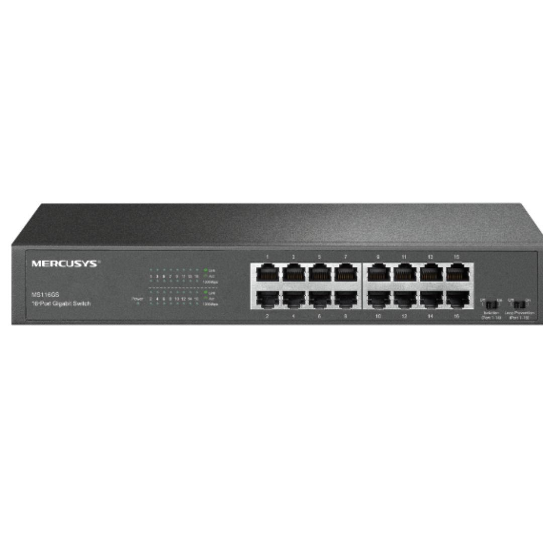 NWMS-MS116GS.jpg TP-LINK MS116GS Mercusys 16-Port Gigabit Desktop/Rackmount Switch