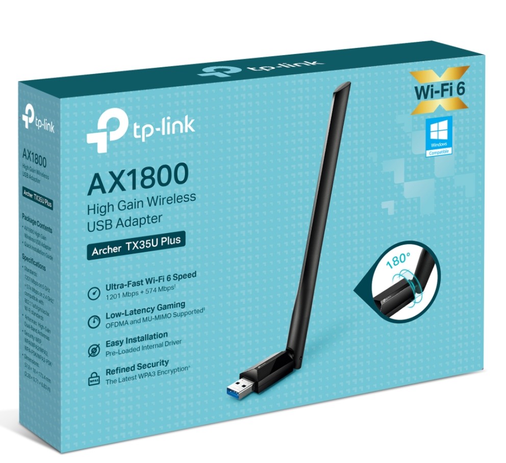 NWTL-ARCHERTX35UPLUS.jpg TP-LINK Archer TX35U Plus AX1800 High Gain Wireless USB Adapter