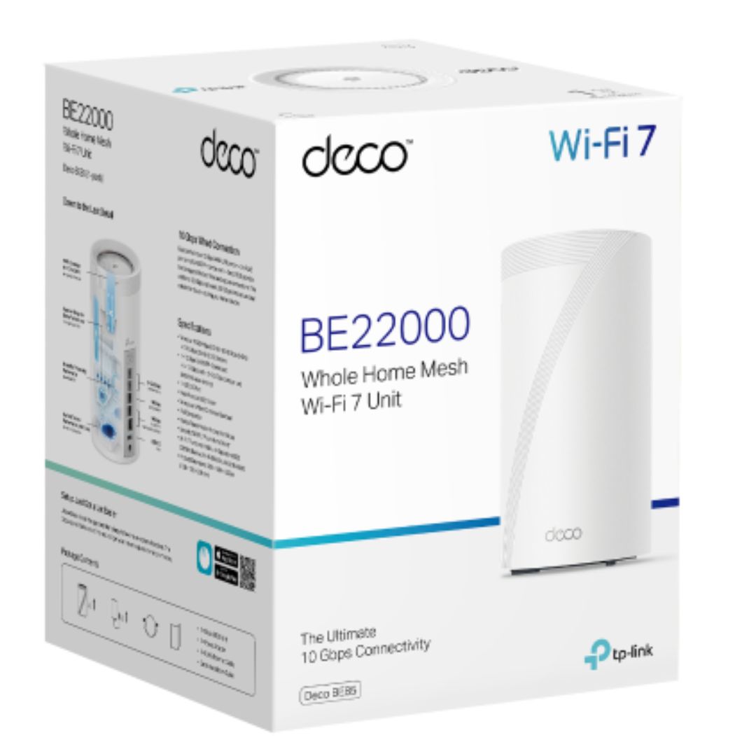 NWTL-DECOBE85-1.jpg TP-LINK Deco BE85(1-pack) BE22000 Tri-Band Whole Home Mesh Wi-Fi 7
