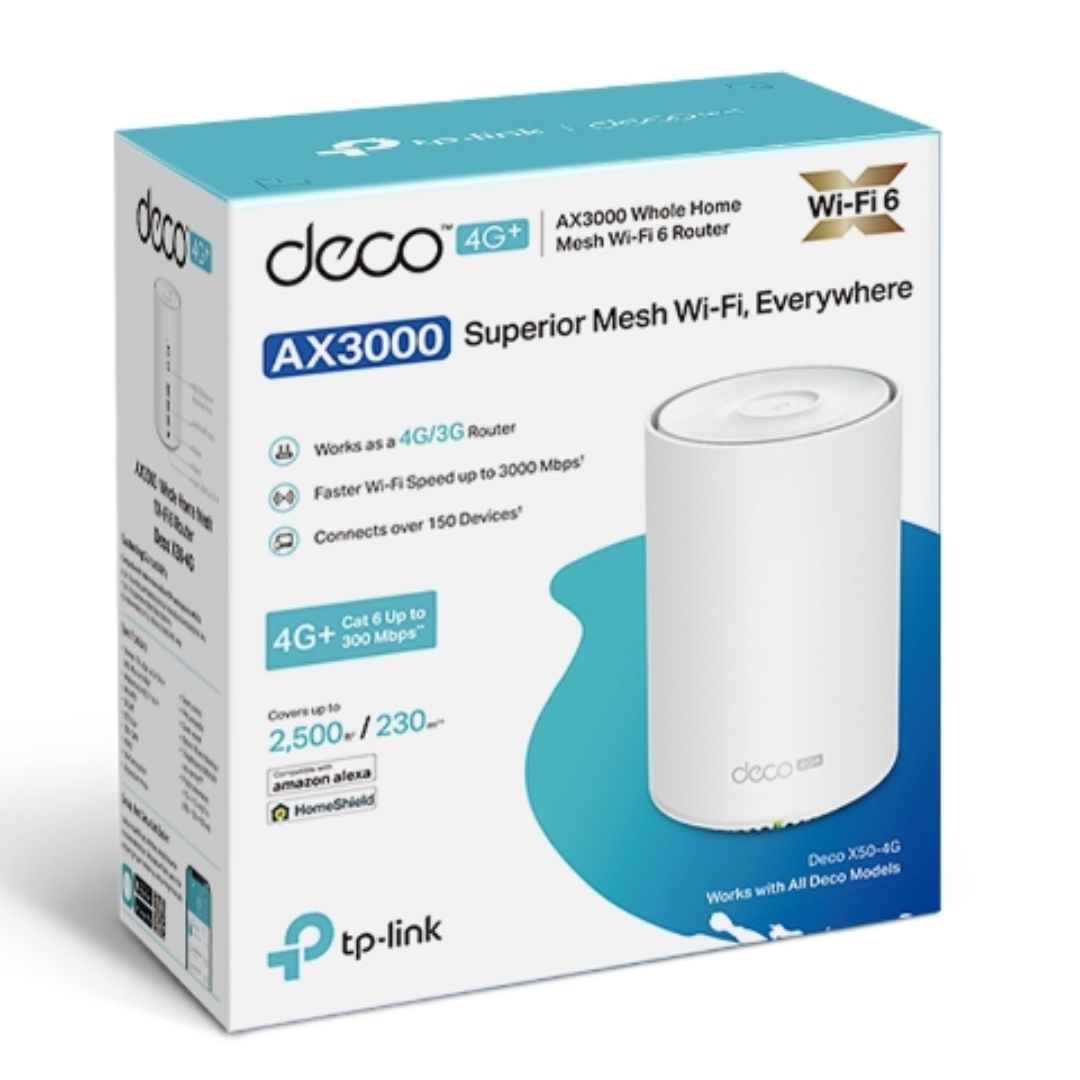 NWTL-DECOX50-4G-1.jpg TP-LINK Deco X50-4G(1-pack) AX3000 4G+ Whole Home Wi-Fi 6 Mesh