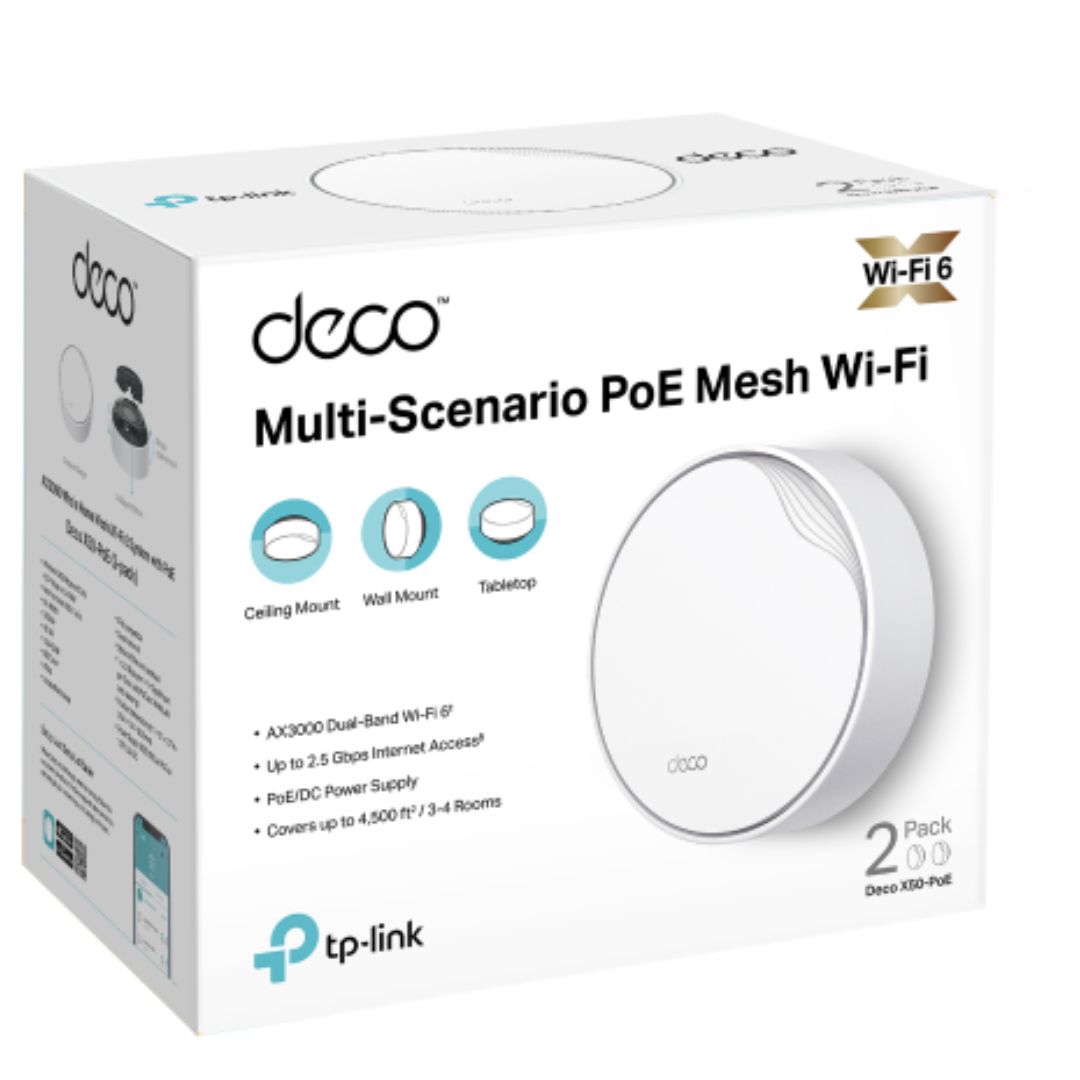 NWTL-DECOX50-POE-2.jpg TP-LINK Deco X50-PoE(2-pack) AX3000 Whole Home Mesh WiFi 6 System