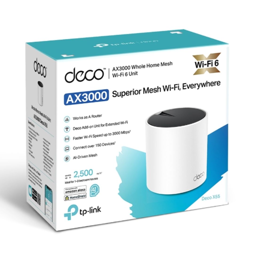 NWTL-DECOX55-1.jpg TP-LINK Deco X55(1-pack) AX3000 Whole Home Mesh WiFi 6 Router