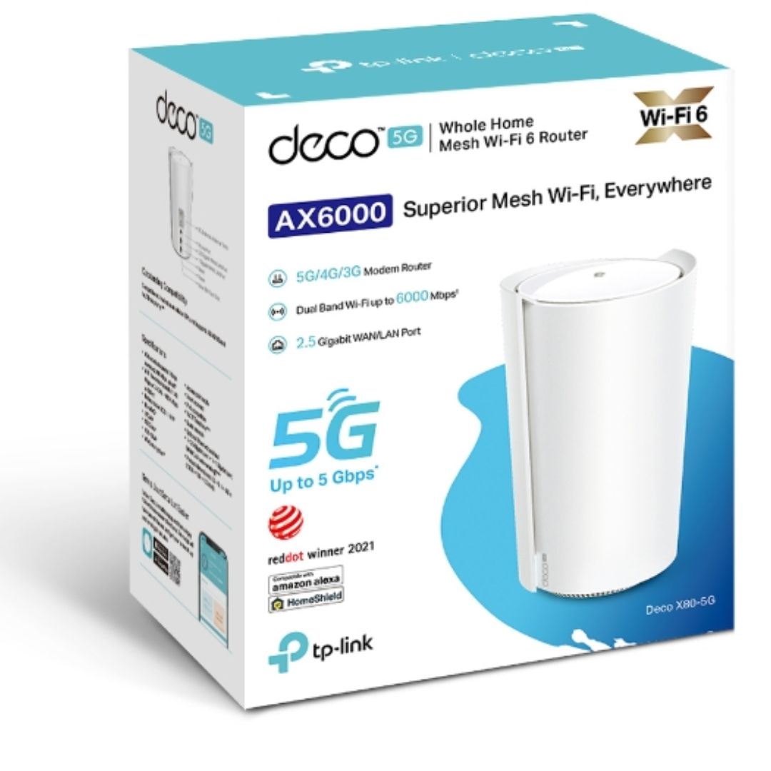 NWTL-DECOX80-5G-1.jpg TP-LINK Deco X80-5G(1-pack) (CH) 5G AX6000 Whole Home Wi-Fi 6