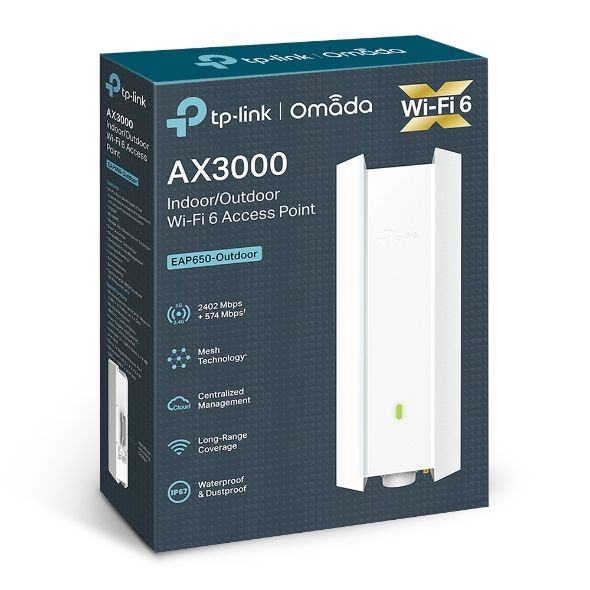 NWTL-EAP650-OUTDOOR.jpg TP-LINK EAP650-Outdoor Omada AX3000 Indoor/Outdoor WiFi 6 Access Point