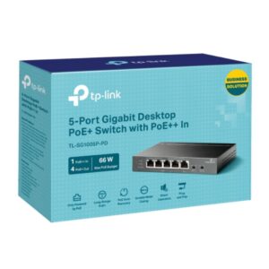 TP-LINK TL-SG1005P-PD 5-Port Gigabit Desktop PoE+ Switch with 1-Port