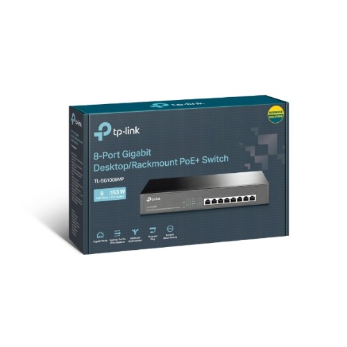 NWTL-SG1008MP.jpg TP-LINK TL-SG1008MP (CH) 8-Port Gigabit Desktop/Rackmount Switch with 8-Port