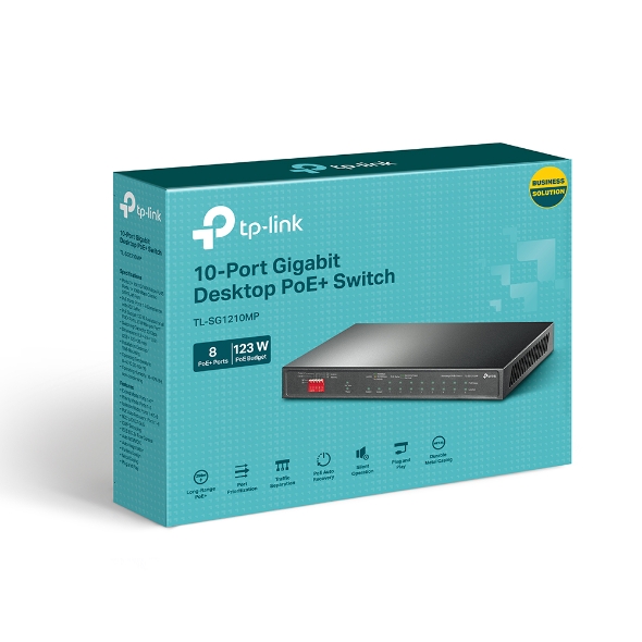 NWTL-SG1210MP.jpg TP-LINK TL-SG1210MP 10-Port Gigabit Desktop Switch with 8-Port PoE+PORT: