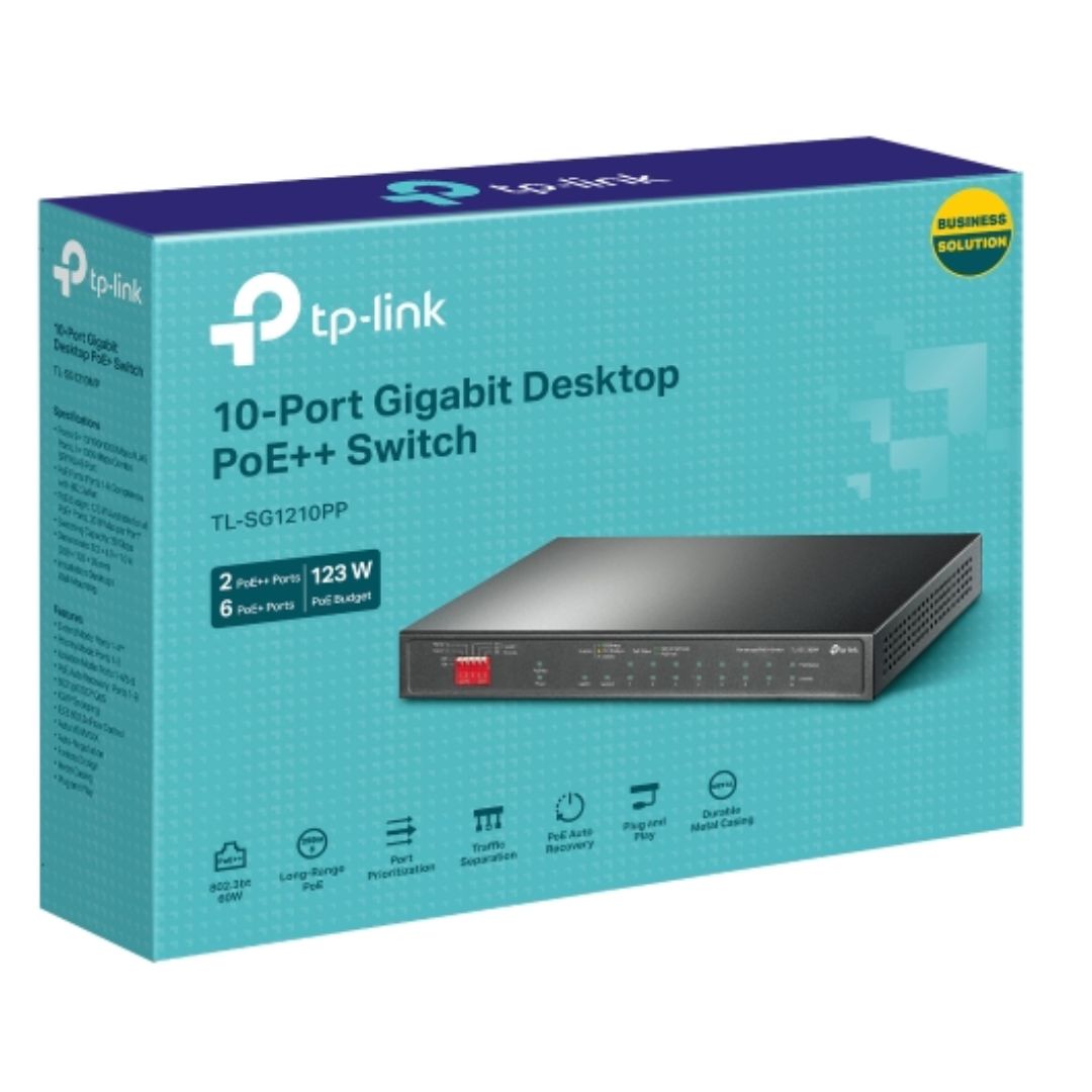 NWTL-SG1210PP.jpg TP-LINK TL-SG1210PP 10-Port Gigabit Desktop Switch with 6-Port PoE+