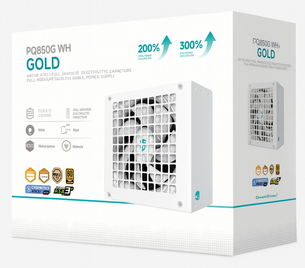 PSD-PQ850G-GS-WH.jpg DEEPCOOL R-PQ850G-FD1W-JGAU-V1 PQ850G WH 850W Gamer Storm 80+ Gold/Cybenetics