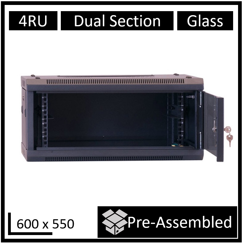 RCLDR-DS550-4U-A.jpg LDR WB-DS65040NB Assembled 4U Hinged Wall Mount Cabinet (600mm
