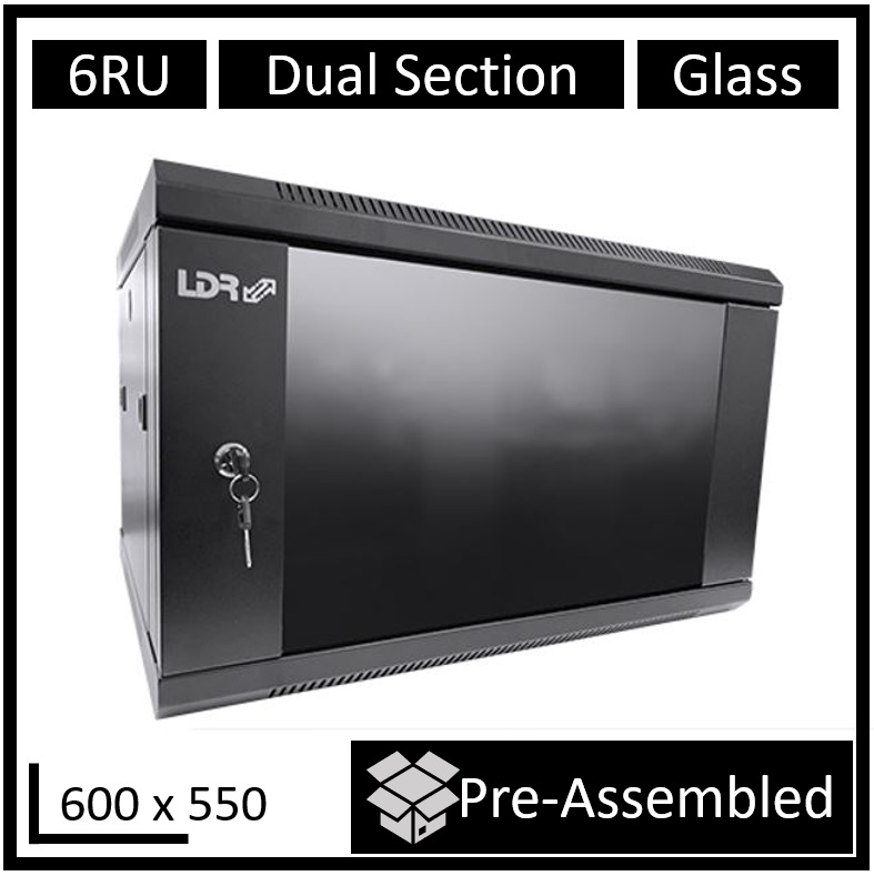 RCLDR-DS550-6U-A.jpg LDR WB-DS65060NB Assembled 6U Hinged Wall Mount Cabinet (600mm