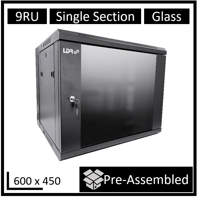 RCLDR-SS450-9U-A.jpg LDR WB-SS64090NB Assembled 9U Wall Mount Cabinet (600mm x