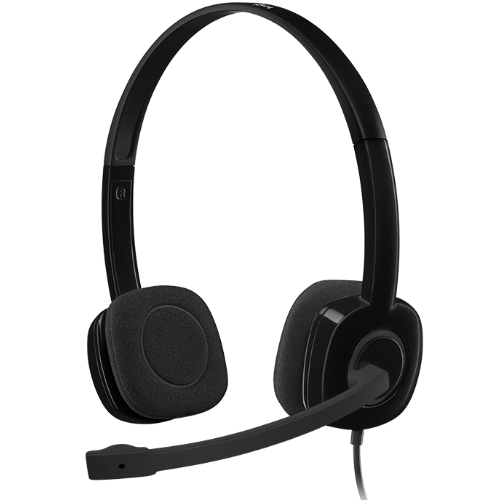 SPLT-H151BLK.jpg Logitech 981-000587 H151 Stereo Headset Light Weight Adjustable Headphones