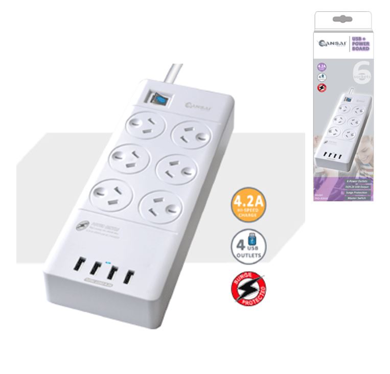 UPSA-PB4066E.jpg Generic PAD-4066E Sansai 6 Outlets & 4 USB Outlets