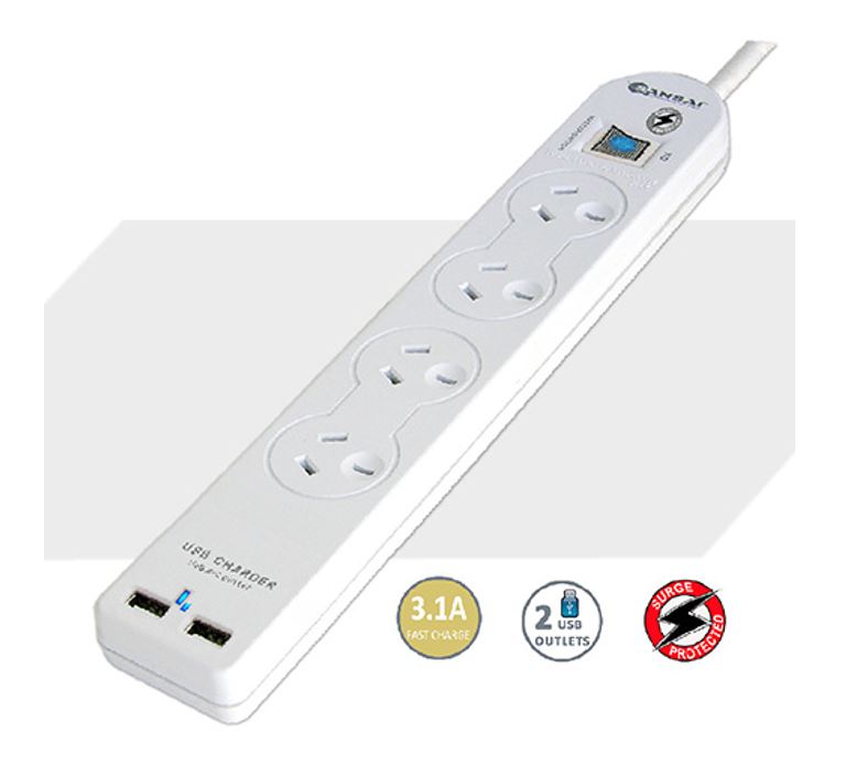 UPSA-PB503USB.jpg Generic PAD-503USB Sansai 4 Way Basic Powerboard USB Ax2