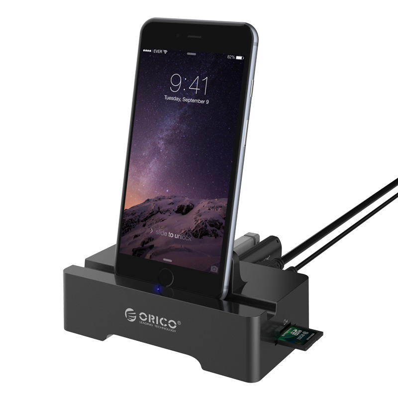 USOR-HSC2-TSBK.jpg Orico ORICO HSC2-TS-BK 3 Port USB2.0 Docking Station of Cellphone