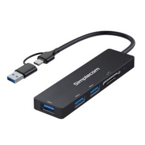 Simplecom CH365C SuperSpeed 3-Port USB Hub with SD MicroSD