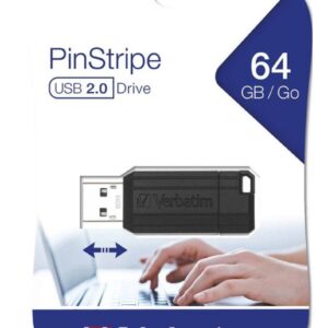 Verbatim 49065 Store'n'Go Pinstripe USB Drive 64GB (Black) –