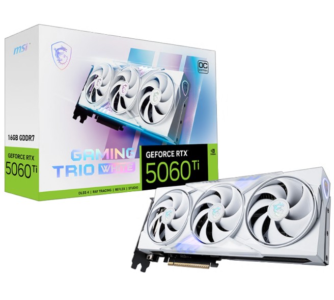 VCM-RTX5060T16GGAMTROCWH.jpg MSI GeForce RTX 5060 Ti 16G GAMING TRIO OC WHITE nVidia GeForce RTX™ 5060 Ti