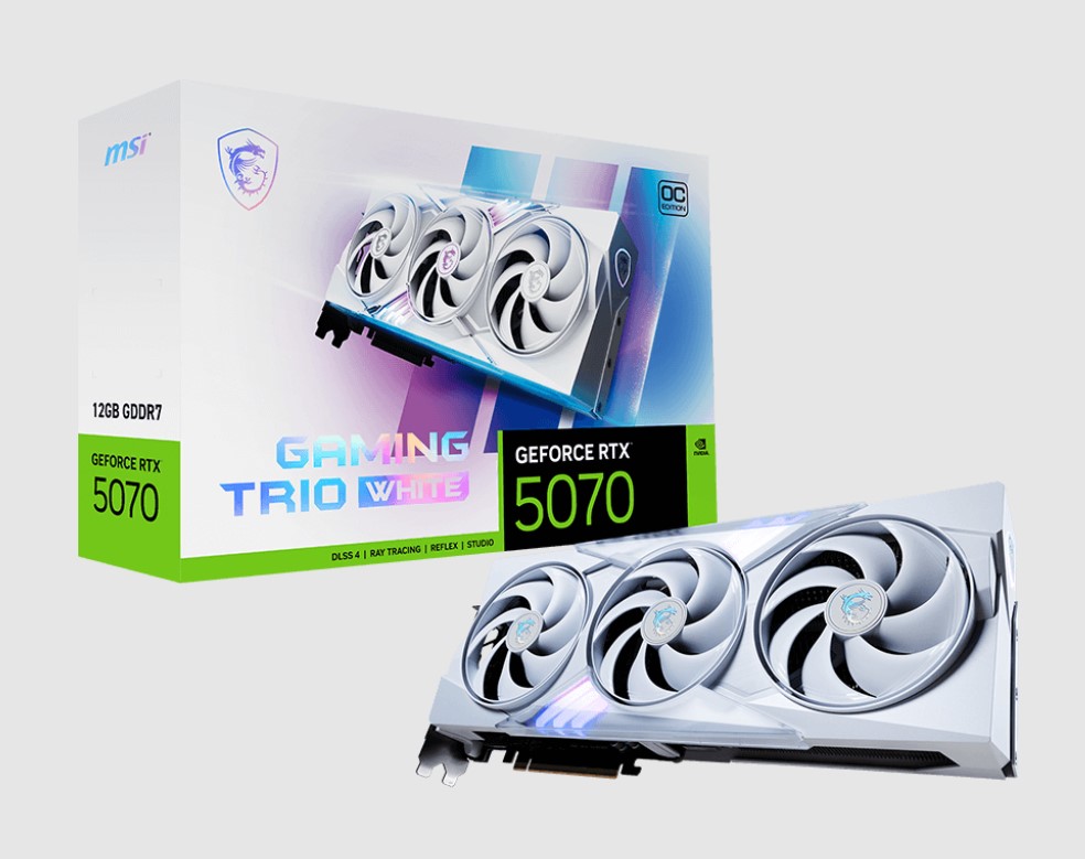 VCM-RTX507012GGAMTROCWH.jpg MSI GeForce RTX 5070 12G GAMING TRIO OC WHITE nVidia GeForce RTX™ 5070 12G