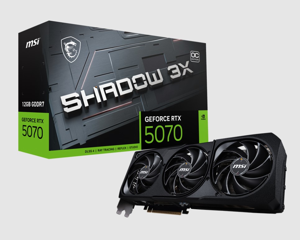 VCM-RTX507012GSHADOW3XOC.jpg MSI GeForce RTX 5070 12G SHADOW 3X OC nVidia GeForce RTX™ 5070 12G SHADOW 3X