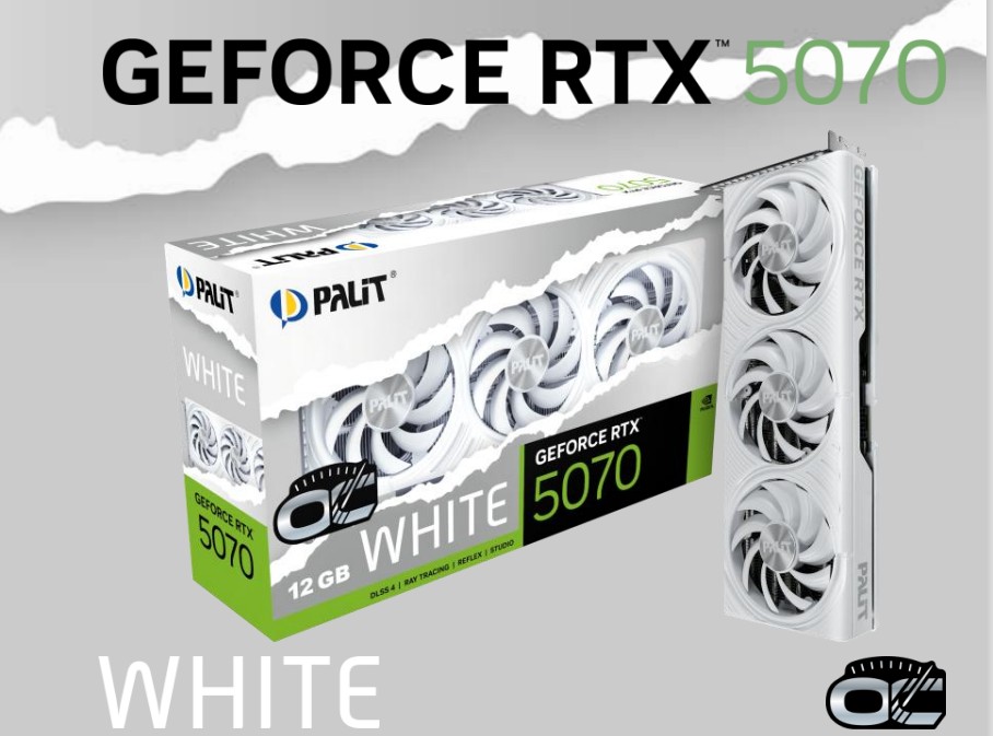 VCPA-RTX5070-WHTIE-OC-12G.jpg Palit NE75070U19K9-GB2050W RTX5070 WHITE OC 12GB GDDR7 192bit 3-DP