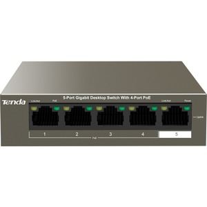 TENDA (TEG1105P-4-63W) 5-Port Gigabit Desktop Switch with 4-Port PoE+