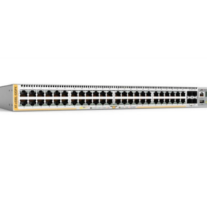 Allied Telesis 48-port PoE+ 10/100/1000T stackable L3 switch with 4 x SFP+ ports and 2 fixed power supplies,