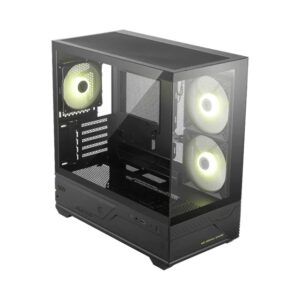 MSI MAG PANO M110R – Black, Mini Tower, 270° Panoramic Glass, Micro-ATX/Mini-ITX, 3x ARGB Fans, 360mm Radiator, 410mm GPU, USB-C, 5 Expansion Slots