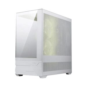 MSI SI MAG PANO M110R – White, Mini Tower, 270° Panoramic Glass, Micro-ATX/Mini-ITX, 3x ARGB Fans, 360mm Radiator, 410mm GPU, USB-C, 5 Expansion Slots.