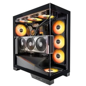 OKINOS AQ9 ARGB,Pre-Installed 5×120mm ARGB PWM Fan, ATX Mid Tower PC Case,Computer case with Panoramic View,Tempered Glass Side Panel,Type C Port