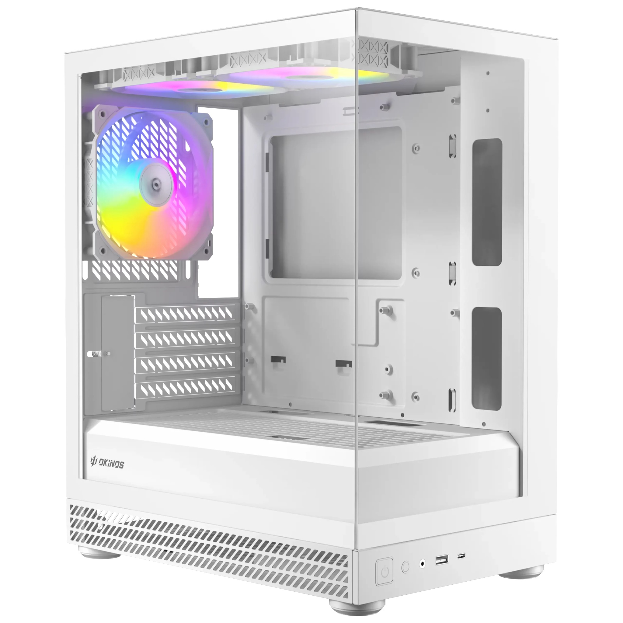 CAO-AQUA-UNO-POLAR OKINOS AQUA UNO POLAR, Mini Tower, Micro-ATX/ITX, tempered glass, 3×120mm ARGB fans, USB 3.0 + Type-C, ≤309mm GPU, ≤165mm CPU cooler, steel