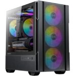 OKINOS Cypress 3 ARGB Micro ATX Case, 4 × 120mm ARGB Non-PWM Case Fans Pre-Installed, MATX PC Case, Temper Glass Side Panel, with Type-C, Black