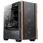 OKINOS Cypress 3 Genuine Walnut Wood MicroATX with 4×120mm, USB-C, 3 Pin Non-PWM Case Fans Pre-Installed,Temper Glass Side Panel, Case