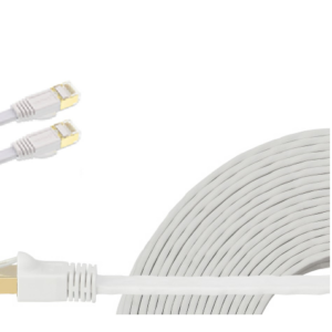 EA8-010SFW Edimax 1m White 40GbE Shielded CAT8 Network Cable – Flat 100% Oxygen-Free Bare Copper Core, Alum-Foil Shielding, Grounding Wire, Gold Plated RJ45