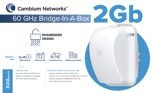 CBV2BBOX Cambium Networks Cambium 60GHz Bridge in a Box 2Gb with ANZ Cord