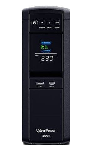 CP89172 CyberPower Systems PFC Sinewave Series 1600VA / 1000W Tower UPS - 2* 12V/8.5AH - 6x AU & 1x USB-A + 1x USB-C