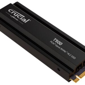 Micron (Crucial)-P Crucial T500 1TB Gen4 NVMe SSD w Heatsink – 7300/6800 MB/s R/W 600TBW 1440K IOPs 1.5M hrs MTTF DirectStorage Acronis True Image Adobe Creative Cloud