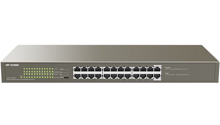 IC30003 IP-COM (G1124P-24-250W )24-Port Gigabit Switch With 24-Port PoE+, 6kV lightning protection