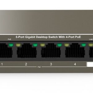 IP-COM ( G1105P-4-63W ) 5-Port Gigabit Unmanaged Switch, 4-Port PoE, STD/VLAN mode, Fanless, 6KV lighting