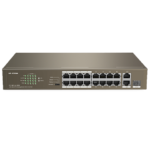 IP-COM (F1118P-16-150Wv2.0) 16FE + 2GE/1SFP Unmanaged Switch With 16-Port PoE+, 6kv lightning protection