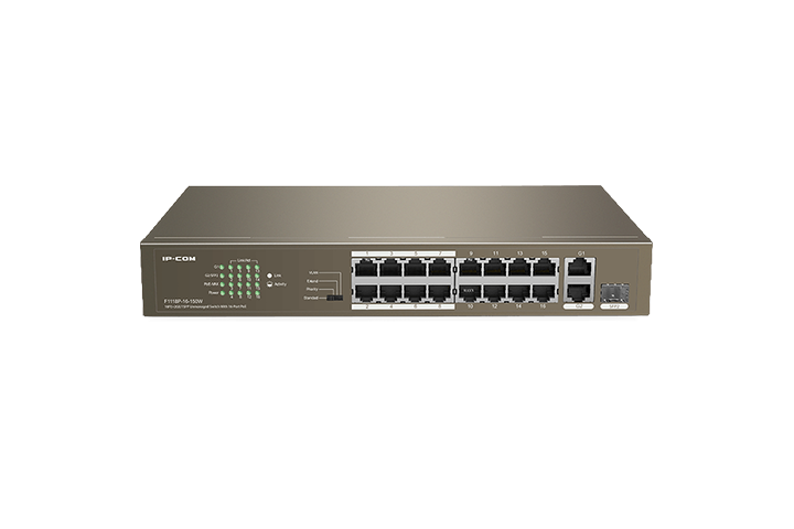 IC30012 IP-COM (F1118P-16-150Wv2.0) 16FE + 2GE/1SFP Unmanaged Switch With 16-Port PoE+, 6kv lightning protection