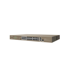 IP-COM (F1126P-24-250W) 24FE+2GE/1SFP Unmanaged Switch With 24-Port PoE+, 6kV lightning protection