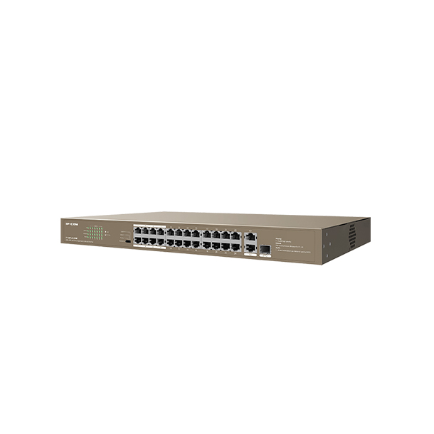 IC30014 IP-COM (F1126P-24-250W) 24FE+2GE/1SFP Unmanaged Switch With 24-Port PoE+, 6kV lightning protection