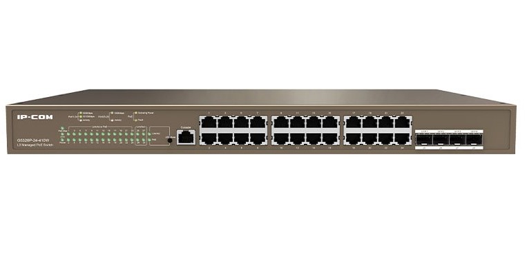 IC30020 IP-COM (G5328P-24-410W) 28-port L3 Managed PoE Switch, 6kV lightning protection