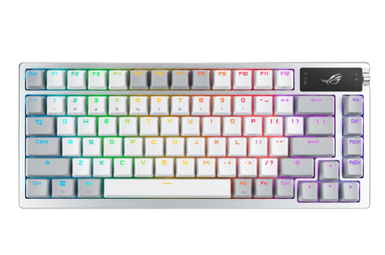 KBA-ROGAZOTH-SW-WH ASUS ROG AZOTH/US/PBT/WHT (Snow Switch) Gaming Keyboard, OLED Display, NX Snow Switch, 75 Keys, Tri-mode Connection, White, Quiet