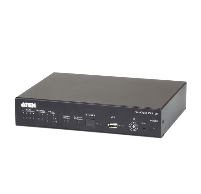 KVA-VK1100A Aten Compact Control Box Gen. 2 with 2 License Keys, controls hardware through 4xRelay, 2x Serial/IR and 2x Serial ports from iOS, Android or Windows